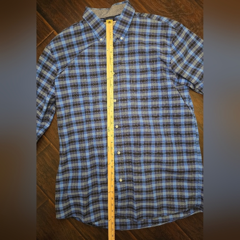 Islandia Mens Collared Button Up Blue Plaid Long Sleeve Top XXL - Picture 5 of 11